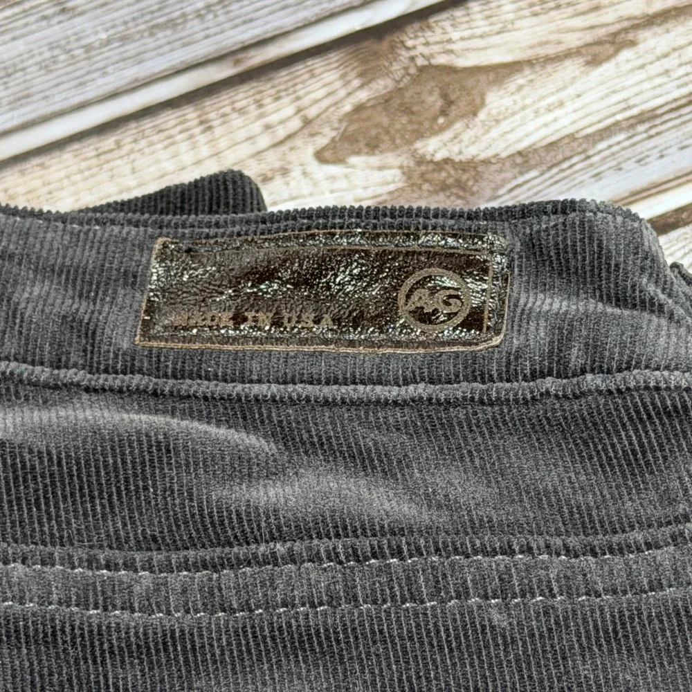 AG Adriano Goldschmied The Stevie Slim Straight Pants Womens 28R Gray Corduroy